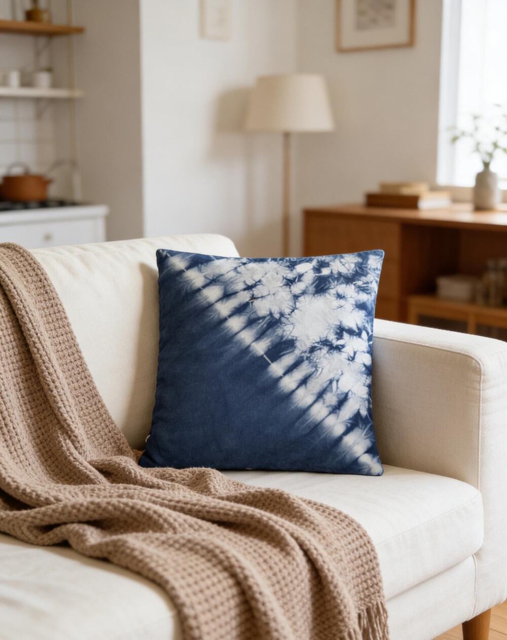 Handmade Indigo Tie-Dye Pillow Cover | Starburst Throw Pillow Cover